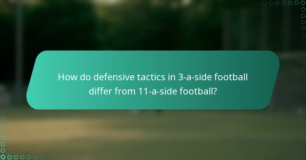 How do defensive tactics in 3-a-side football differ from 11-a-side football?