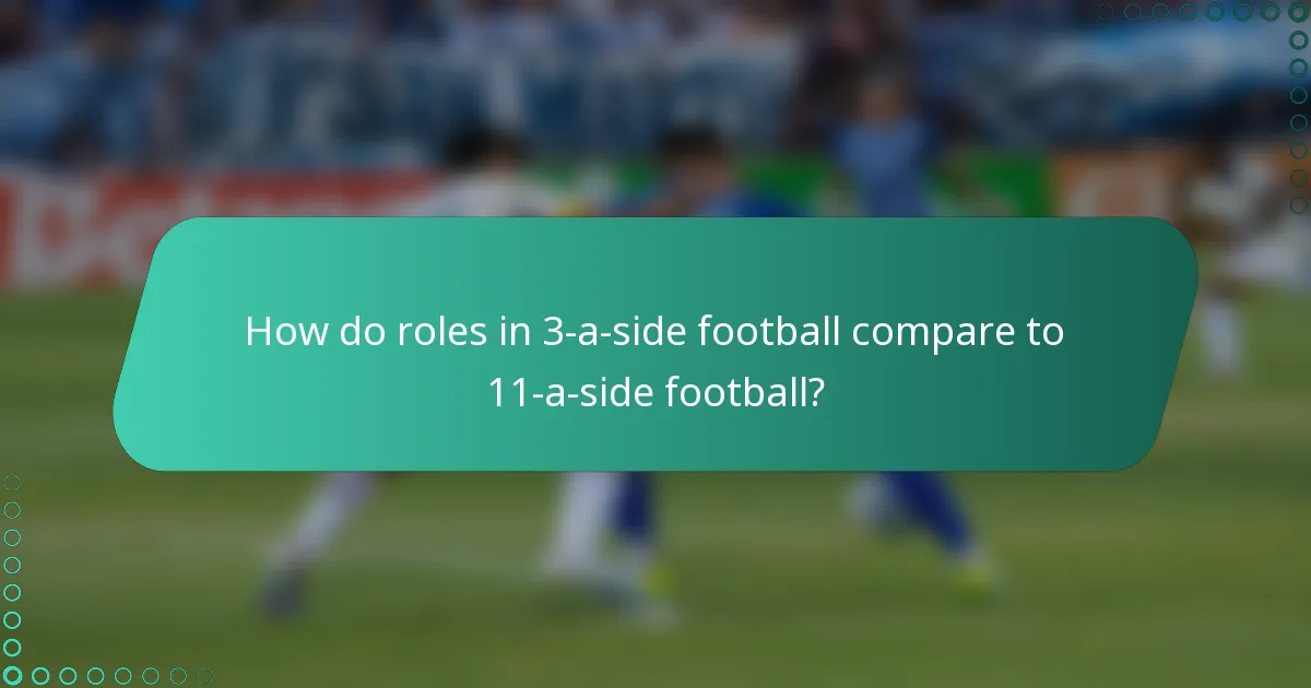 How do roles in 3-a-side football compare to 11-a-side football?