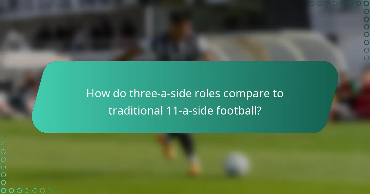 How do three-a-side roles compare to traditional 11-a-side football?