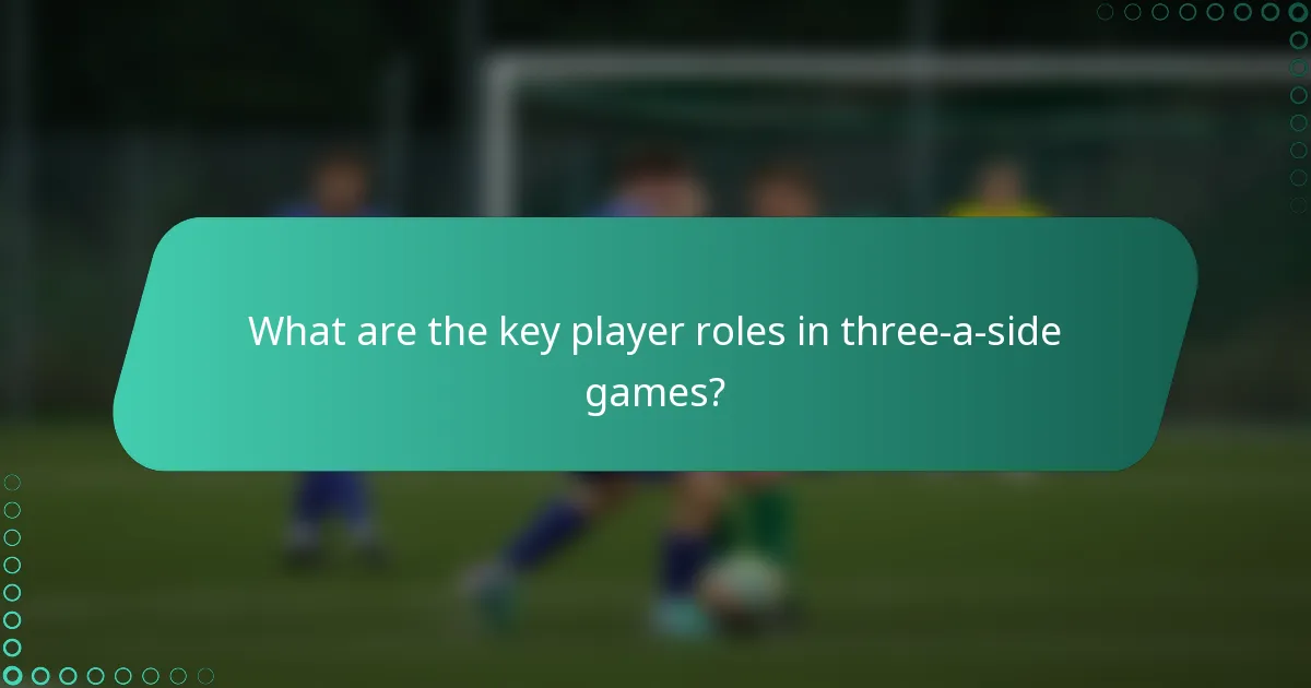 What are the key player roles in three-a-side games?