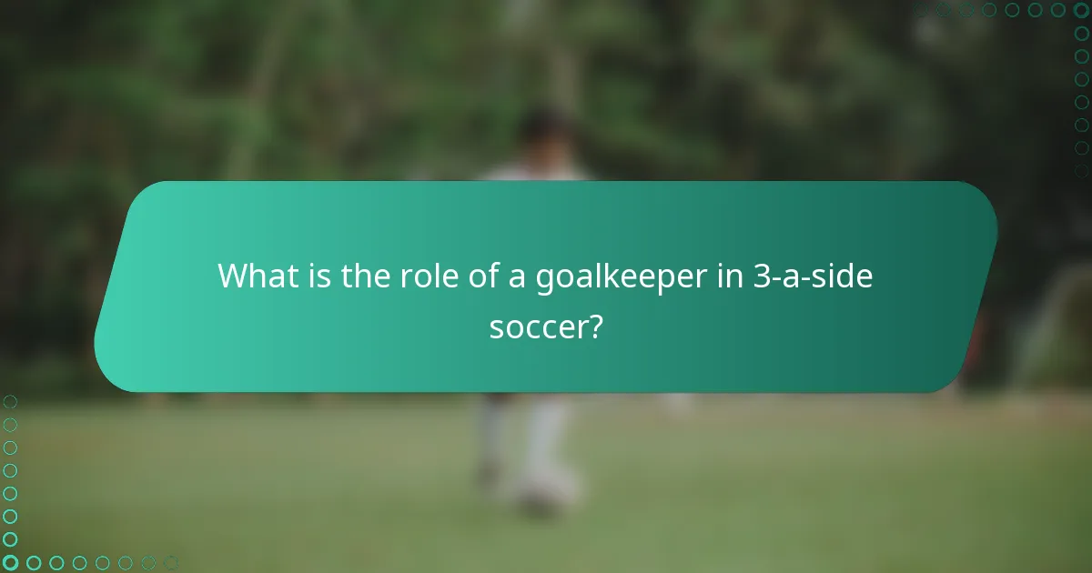 What is the role of a goalkeeper in 3-a-side soccer?