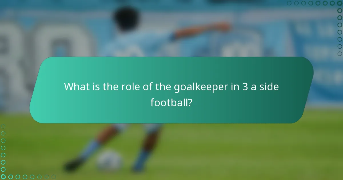 What is the role of the goalkeeper in 3 a side football?